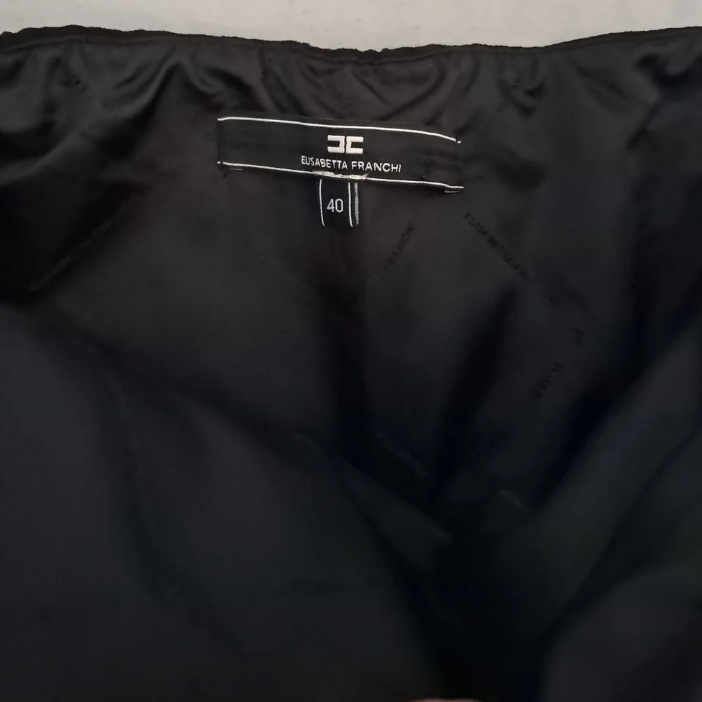 $765 Luxury Elisabetta Franchi Italian Black Strapless Gold Logo Pocket Jumpsuit - Picture 8 of 13